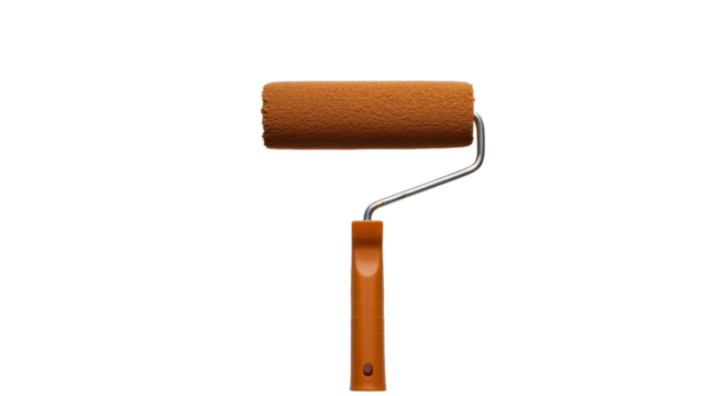 brown paint roller isolated on transparent background