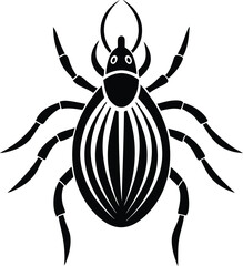 Tick silhouette, vector insect icon, black and white parasite graphic, pest symbol, simple bug illustration