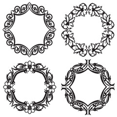 Ethereal and Hand-Drawn Vintage Decorative Floral Border Vector Collection