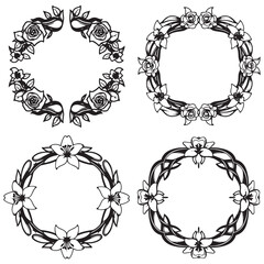 Charming and Geometric Vintage Decorative Floral Frames Vector Set Packs