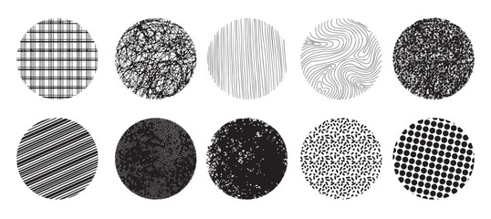 hand drawn doodle shapes round abstract black backgrounds patterns vector illustration