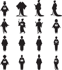 Japanese kimono silhouettes traditional clothing