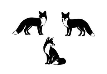 Black and White Silhouette Fox Animal Illustration Wildlife Nature Fauna Design