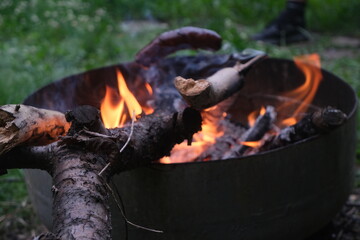 fire burning in a fireplace
