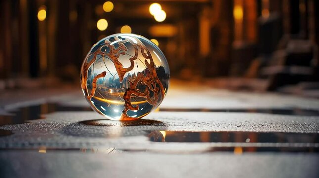 Beautiful glass orb containing a tiny magical world filled with lush green fauna

