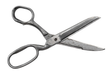Stationery scissors on a white background for office work. Tailor's or seamstress's scissors