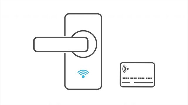 Electronic key lock. The door lock opens after touching the electronic key card.