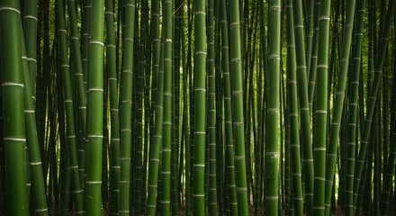 Fototapeta premium Dense bamboo forest. Vertical stalks fill the frame