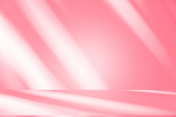 Wall interior background, studio and backdrops show products.with shadow from window color pink background for text insertion and presentation interior decoration	
