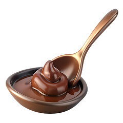 Obraz premium 3D Render of Chocolate Sauce in Bowl with Spoon