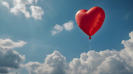 Fototapeta premium heart shaped balloon in the sky