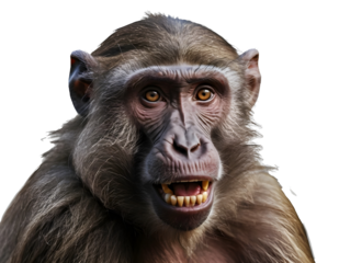 Expressive Monkey Face PNG Transparent Background - Primate Animal Portrait Wildlife Vector Illustration Graphic Design Element for Zoo Educational Projects