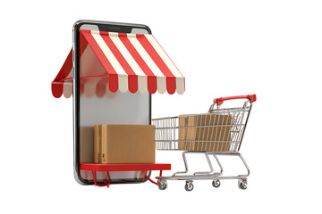 Online shopping, e commerce, mobile store concept.