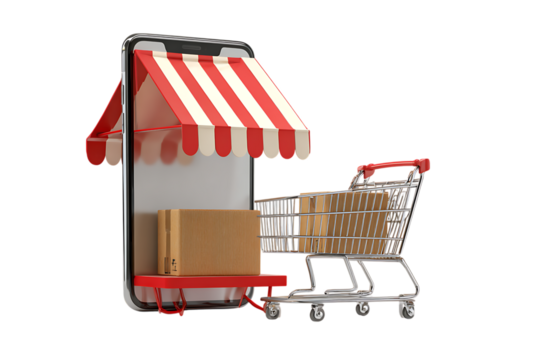 Online shopping, e commerce, mobile store concept.