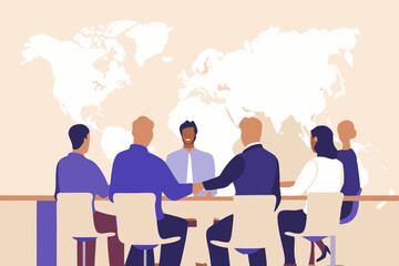 business people around a globe