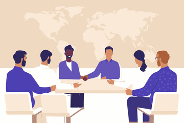 business people around a globe