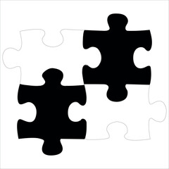 Puzzle template on a white background with 4 monochrome details. Black and white puzzle elements. Mockup for printing a composite jigsaw puzzle vector drawing.