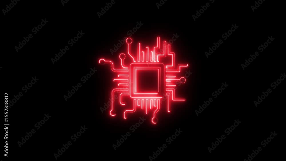 Poster glowing red circuit board animation futuristic tech design abstract digital technology concept