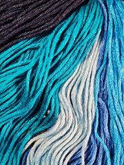 Sky blue and blue threads, macro embroidery yarn, crafting