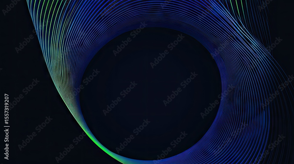 Poster abstract design with swirling lines of color.