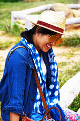 Thai women people travel and posing shooting photo with Mor Hin Khao © Anirut