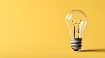 Light bulb on yellow background revealing brightness and innovation