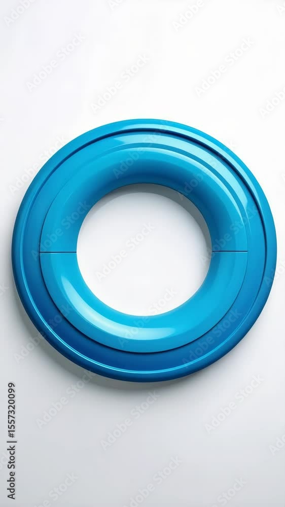Aufkleber cyan rounded shapes create a torus figure on a white surface with shadow. clean modern and minimalis