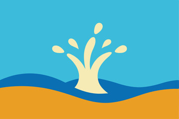 Obraz premium Tree in desert and beach with palm illustration designs