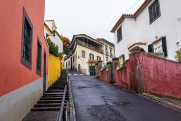 Narrow street in Funchal, Madeira, Portugal	
