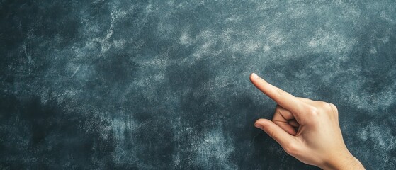 Hand gesturing at a textured surface