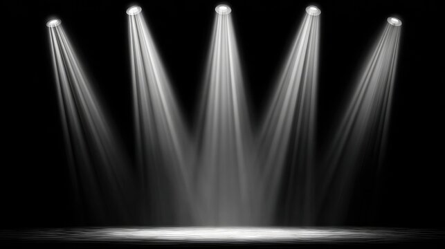Spotlights arranged above stage creating perfect triangular light on center floor
