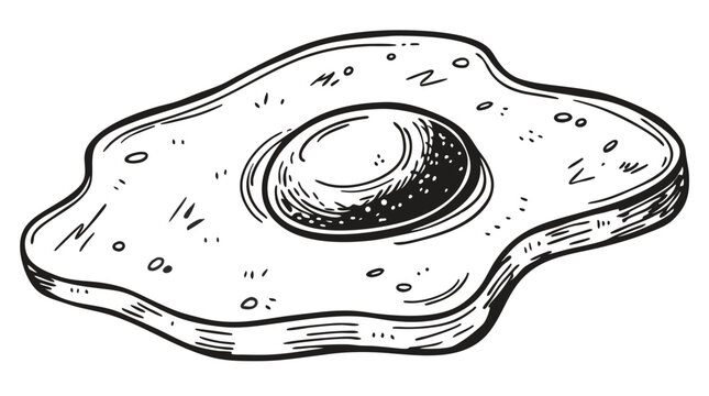 Black and White Hand-Drawn Fried Egg Illustration