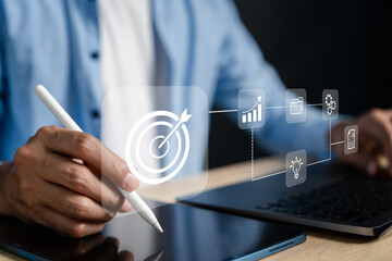 Business strategy concept with goal and target for planning success