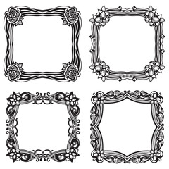 Graceful and Rustic Vintage Decorative Floral Border Vector Set Packs