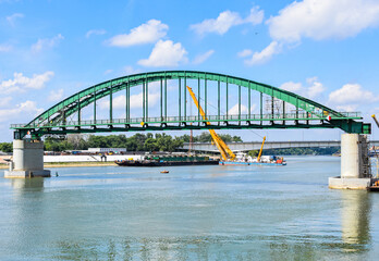 The historic Sava Railway Bridge is being disassembled. Photographed on 2025.05.22. In Belgrade, on...