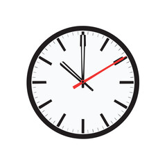 Black clock face with red