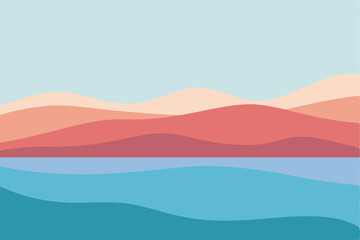 Serene Minimalist Landscape Abstract Hills and Calm Water