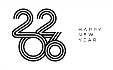 2026 Happy New Year design vector illustration. Unique 2026 logo design template.