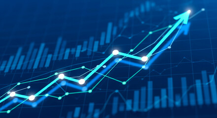 Naklejka premium Dynamic upward trending graph showcasing growth, progress, and success in business analytics, ideal for financial presentations or reports