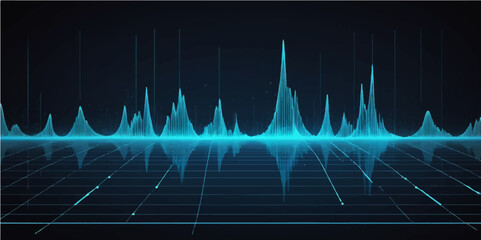 Abstract blue ECG waves illustrate a medical heartbeat monitor graph