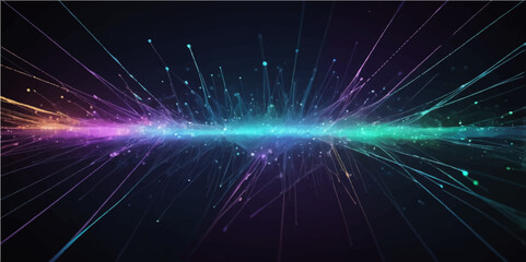 Dynamic fractal realms glow with the energy of light and motion, creating an abstract background of digital space and exploding star patterns © nur