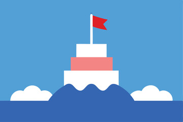 Simple Illustration of a Ship Sailing on Calm Waters