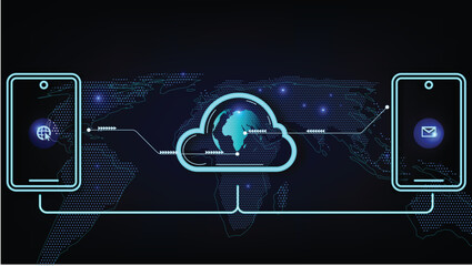 Global Cloud Access Technology Concept with Mobile Devices and Secure Network Connection