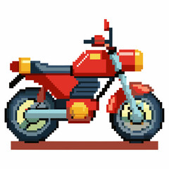 Obraz premium Pixel Art Red Motorcycle Illustration for Retro Gaming and Digital Design