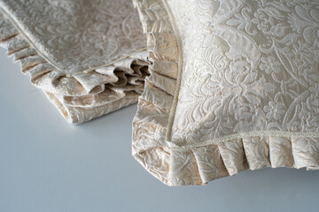 Chic and Elegant Textured Decorative Pillows Featuring Beautiful Ruffled Edges for Style