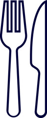 Line art vector of fork and knife. Fork and knife icon. knife fork isolated on white background. Vector illustration.