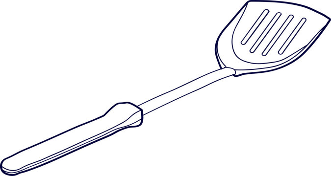 Kitchen spatula isolated on white background. Spatula Hand drawing. spatula vector line art isolated on white background