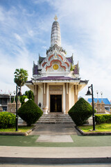 Ancient building of antique chumphon city pillar shrine for thai people travelers visit travel and...