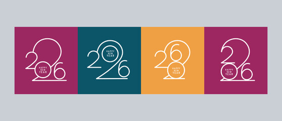  Stylish vector logo set featuring bold “2026” typography in black and white. Perfect for New Year celebration graphics, greeting cards, banners, event branding, and modern festive designs.