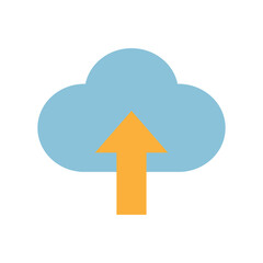 Vector illustration of a Cloud Upload in flat style isolated in white background